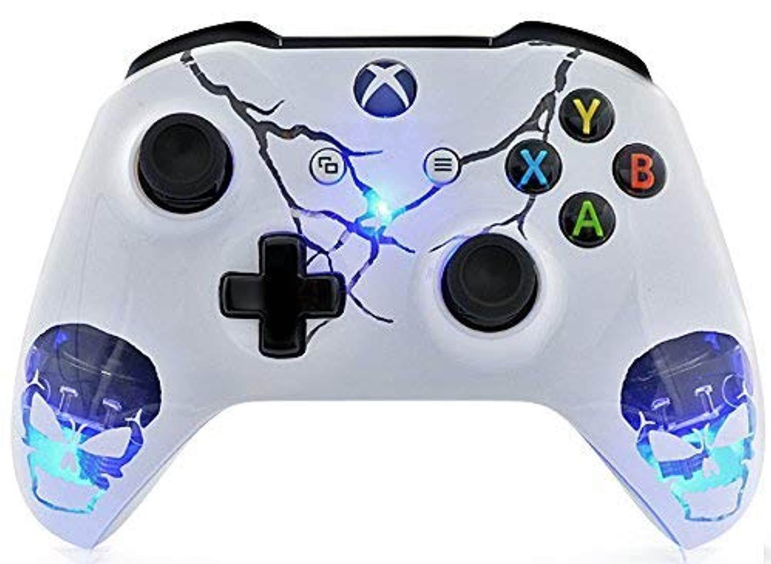 Skulls White Xbox One S Rapid Fire Custom Modded Controller 40 Mods for All Major Shooter Games, Auto Aim, Quick Scope, Auto Run, Sniper Breath, Jump Shot, Active Reload & More (with 3.5 Jack)