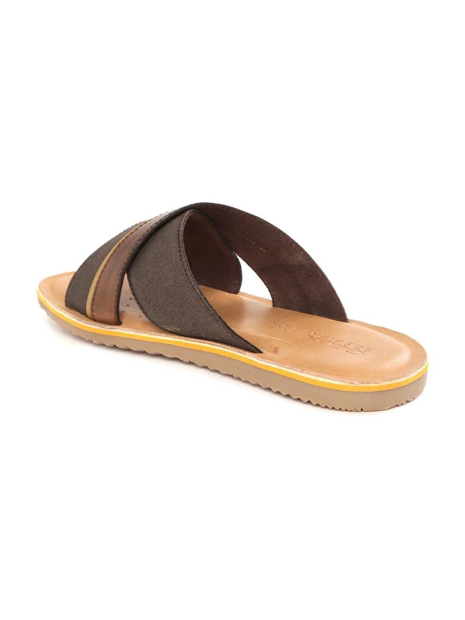 Geox Men's Coffee Brown Cross Strap Sandals