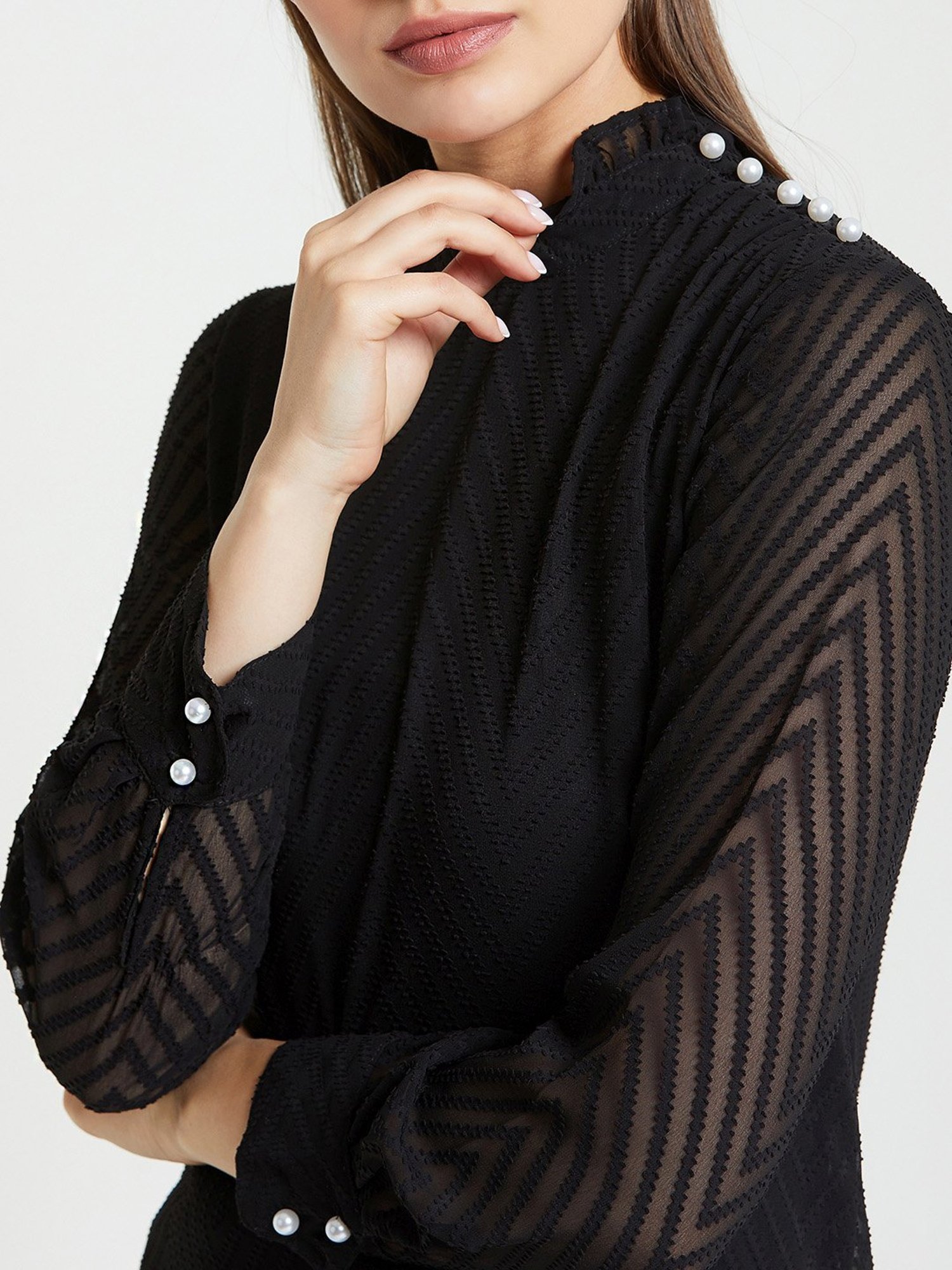 Rare Black Self Design Top