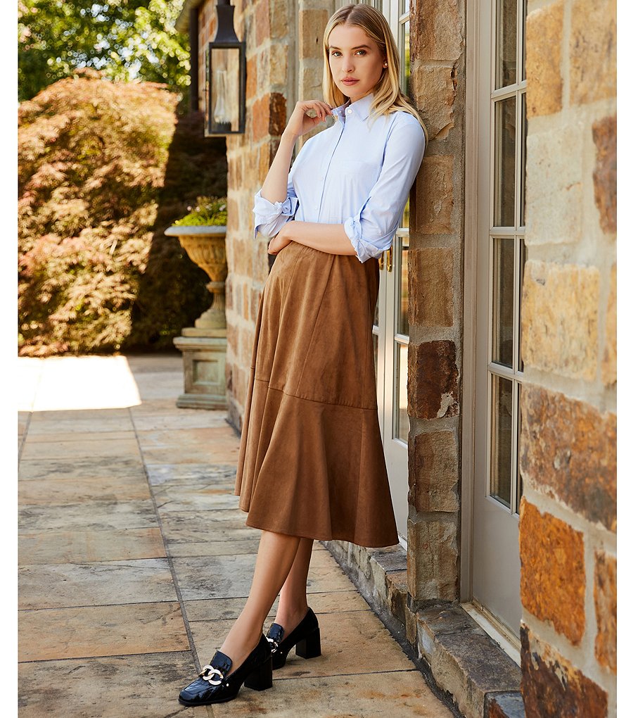 Antonio Melani Maisee Suede High Rise Elastic Waist Midi Skirt