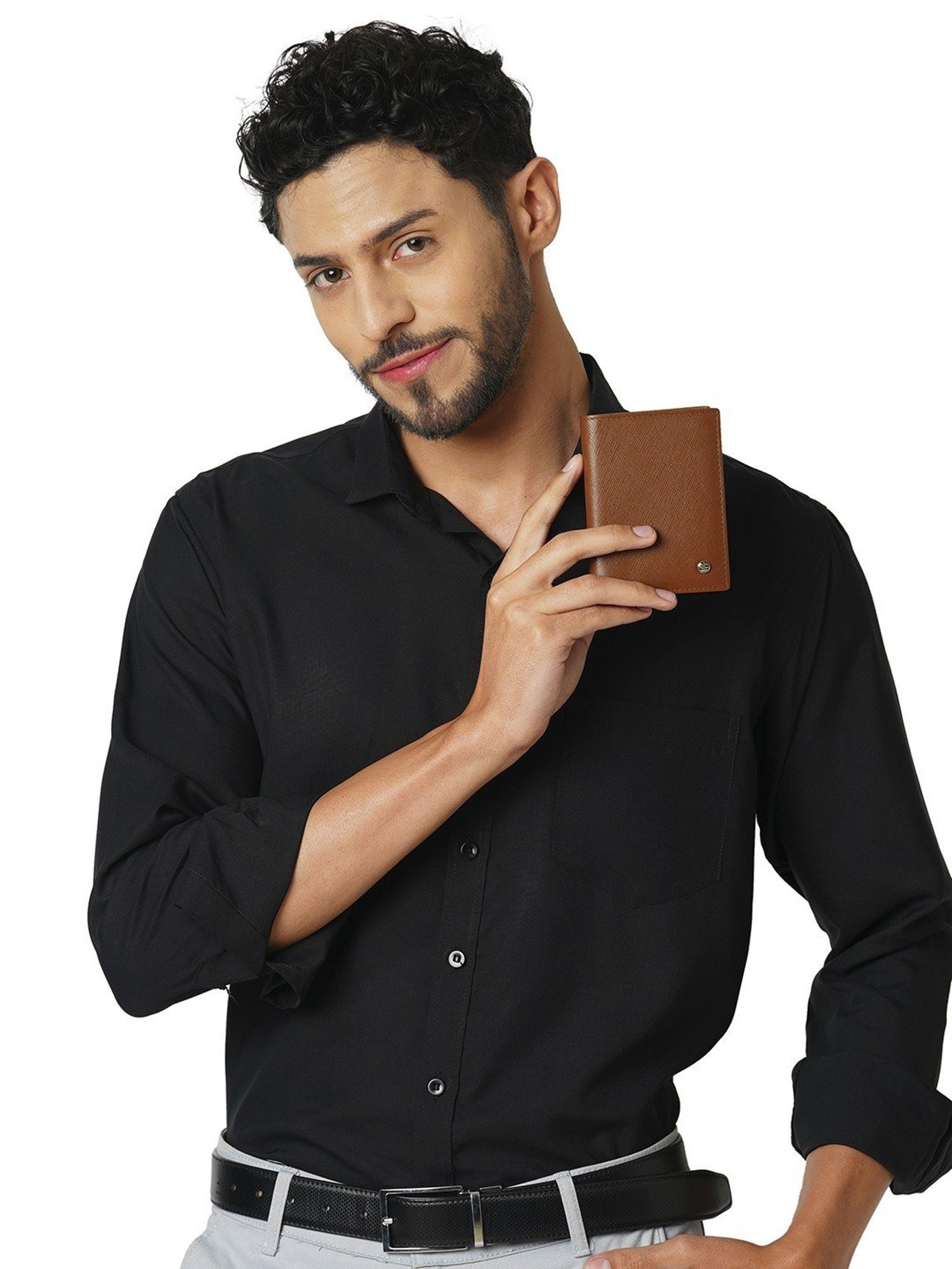 PERQUISITE Brown Casual Leather Bi-Fold Wallet for men