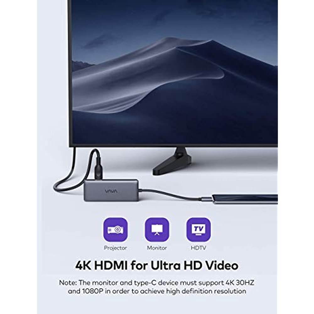 VAVA USB C Hub 8 in 1 USB C Adapter to 4K HDMI, 1Gbps RJ45 Ethernet Port, USB 3.0, SD/TF Card Reader, 100W PD Charging Port for MacBook Pro Air and Type C Windows Laptops Smartphones