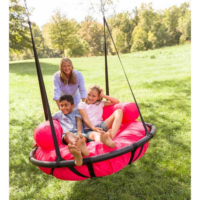 HearthSong Cozy Cushion Nest Swing for Kids and Adults with Inflatable Polyester-Covered Cushion, Holds up to 250 lbs.