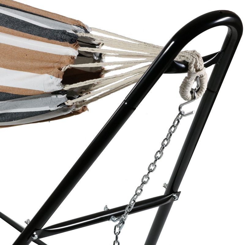 Sorbus Brazilian Double Hammock with Stand - Green, Blue Stripes