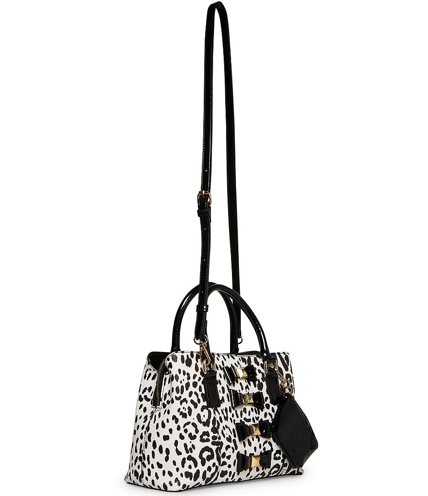 Betsey Johnson Snow Leopard Bow Satchel Bag