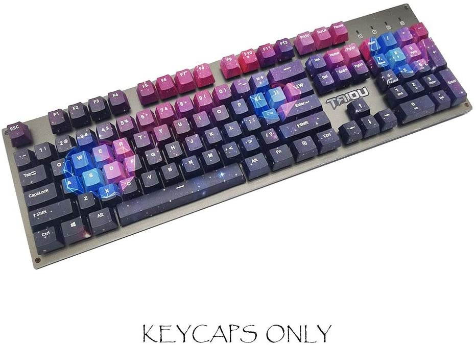 Puku 104 Keys PBT keycaps, Japanese/Chinese Style Key Set-OEM Profile-DYE-Sub Keycaps for 61/87 /104 Cherry MX Switches Mechanical Keyboard (Starry Sky)