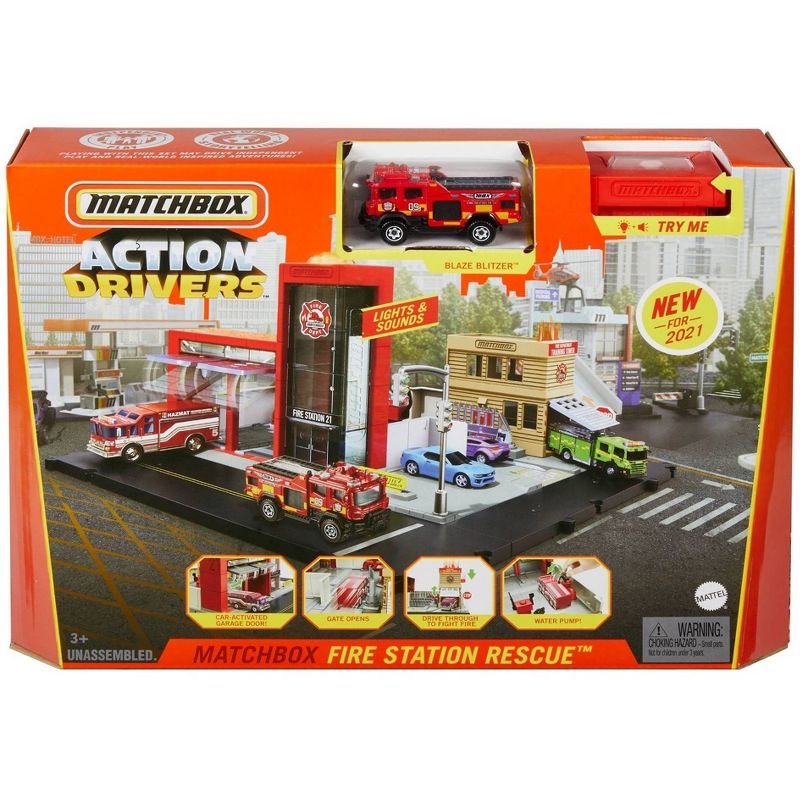 Matchbox Action Drivers Matchbox Fire Station Rescue Playset