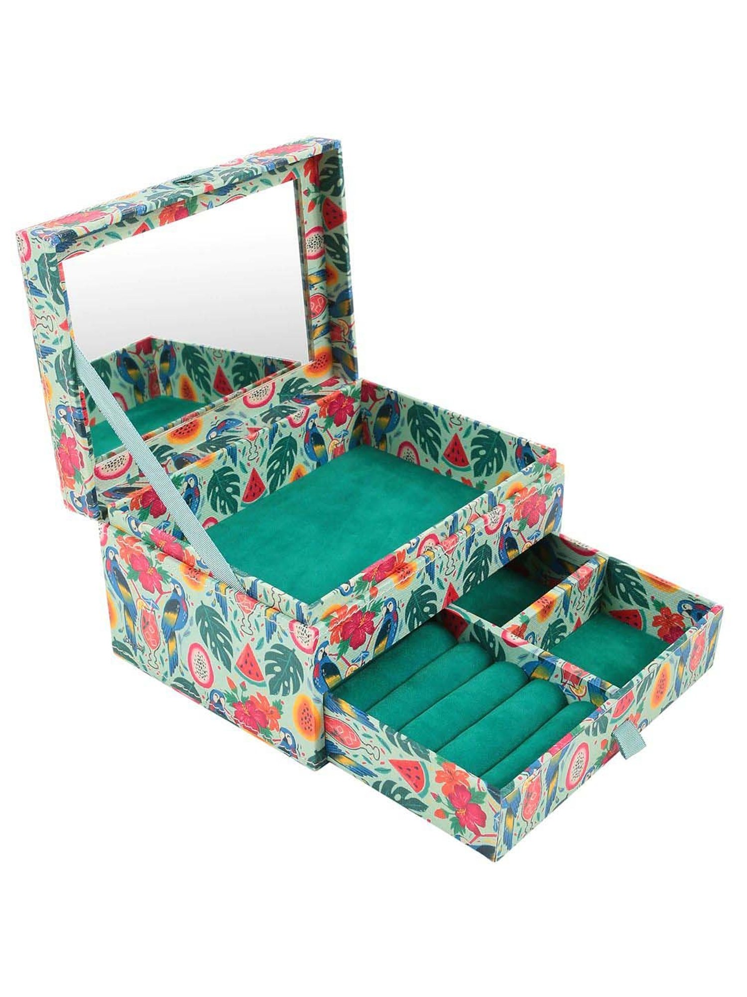 Chumbak Mint Green Birdy Bunch Jewellery Box - Set of 1