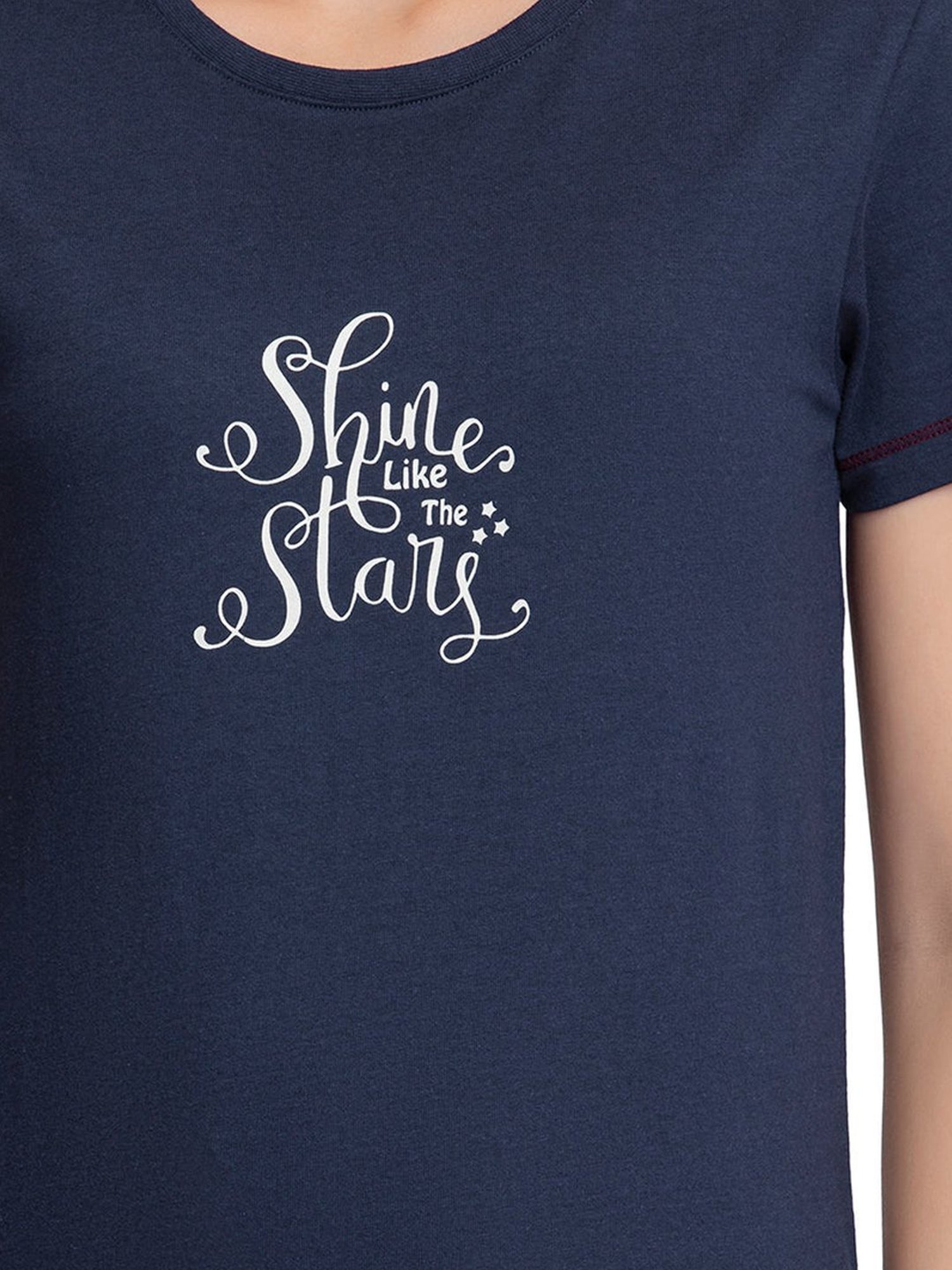 Amante Navy Printed T-Shirt