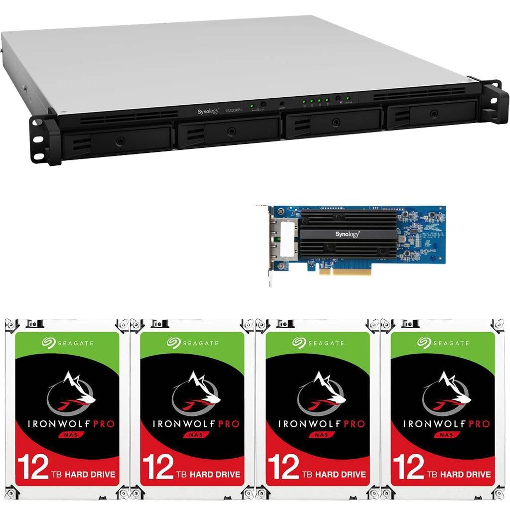 Synology RS820RP+ 4-Bay RackStation NAS with Synology 10Gb Adapter 48TB (4x12TB) of Seagate Ironwolf PRO NAS Drives Fully Assembled Tested By CustomTechSales