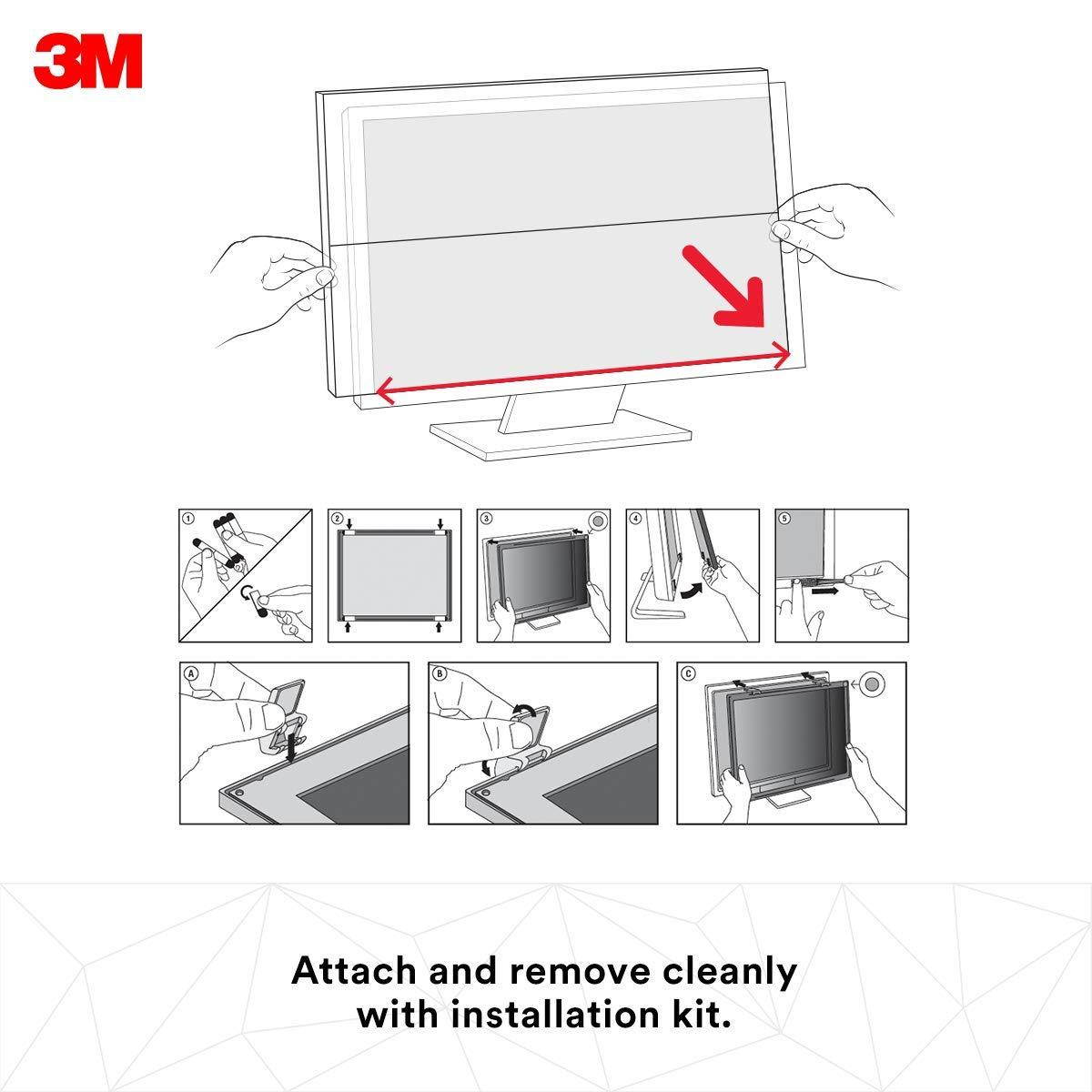 3M Framed Privacy Filter for 24" Diagonal Widescreen Monitor, Protects your confidential information, Black out side views (16:10) (PF240W1F)