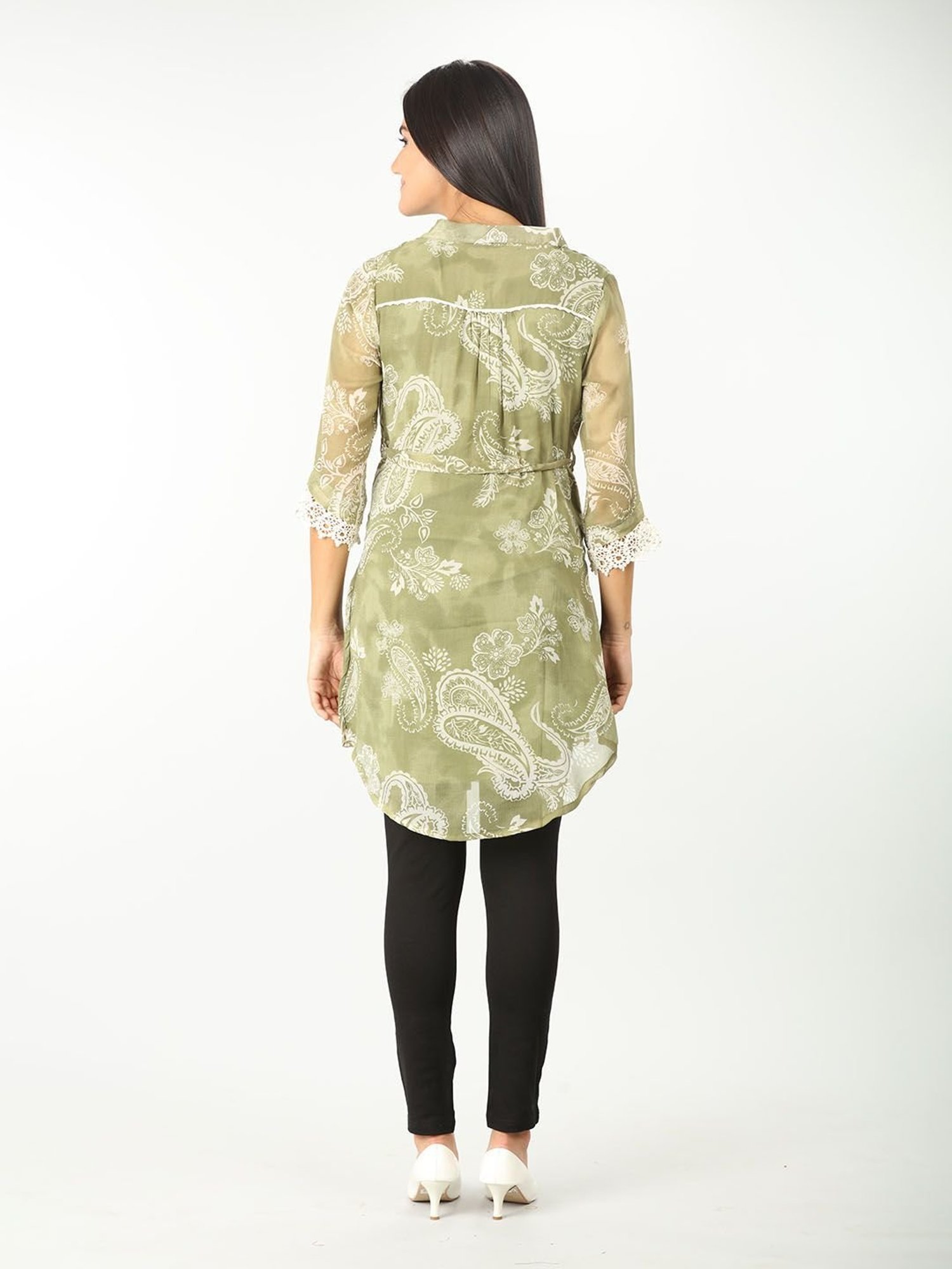 Mustard Sage Green Printed Shirt