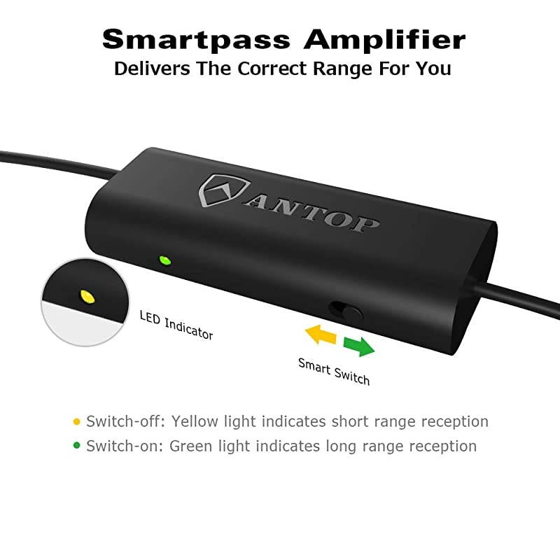 Smartpass Amplifier TV Signal Booster for Any NonAmplified TV Antenna High Gain amp Low Noise amp Builtin 4G LTE FilterAmplify VHF and UHF Signals Included USB Power Adapter and 5ft USB Cable