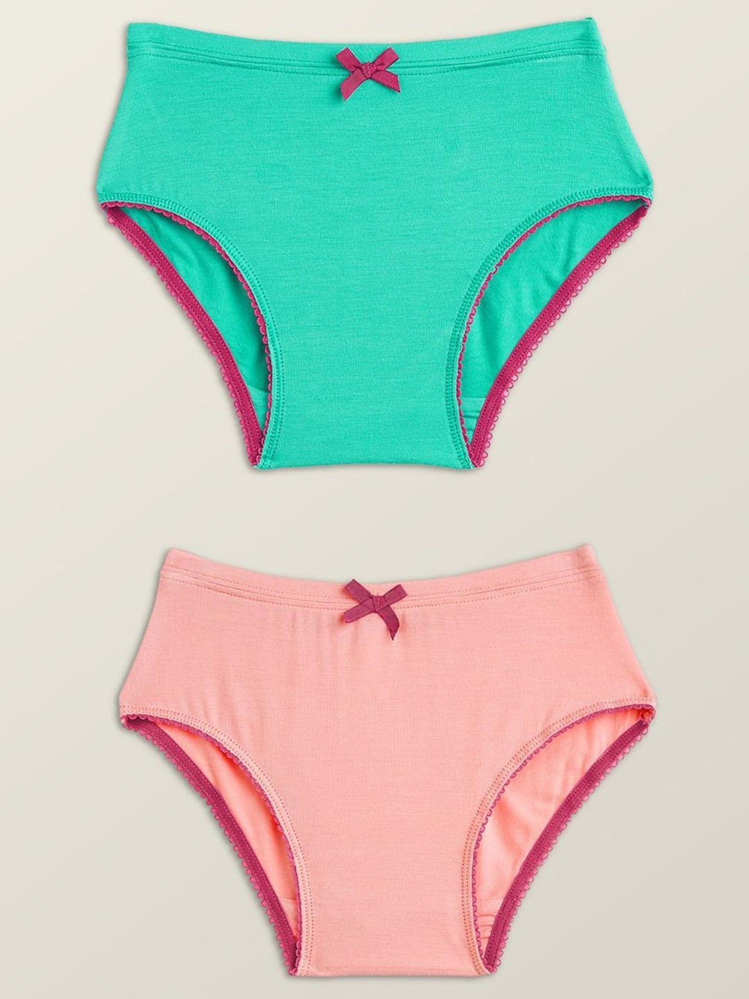 XY Life Kids Green & Peach Relaxed Fit Panties (Pack of 2)