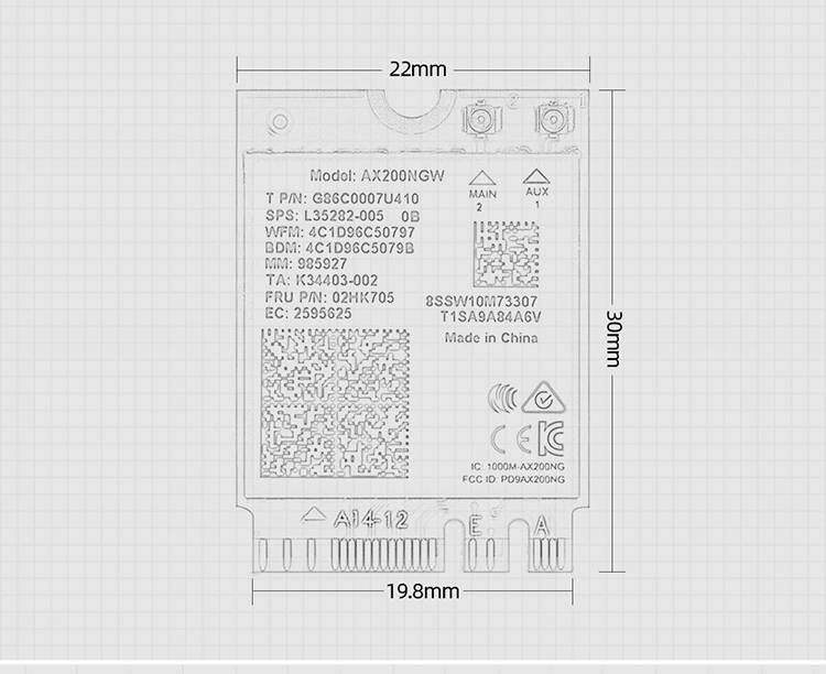 Intel AX200 Wireless Network Card WIFI6 dual-band 5G/2.4G Gigabit built-in NGFF Bluetooth 5.0 Support MI-MUMO