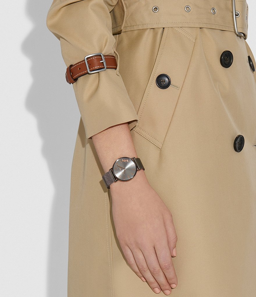COACH Perry Gunmetal Mesh Bracelet Watch