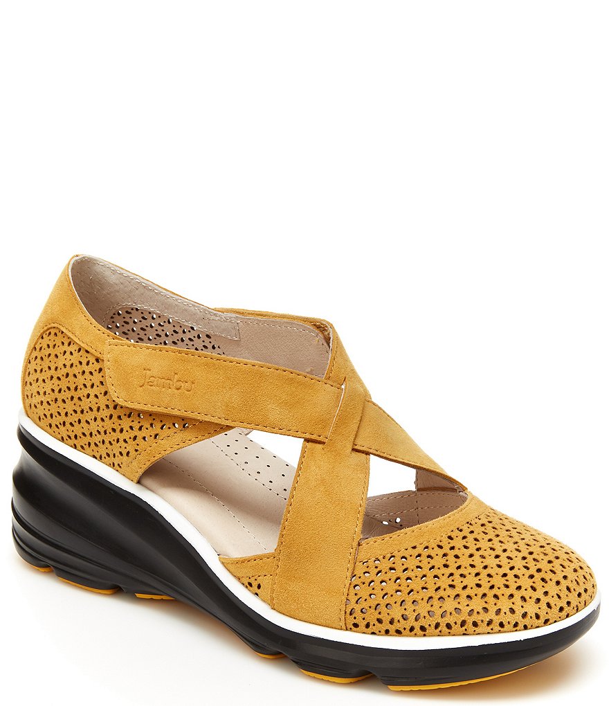 Jambu Belize Cross-Band Wedge Slip-Ons