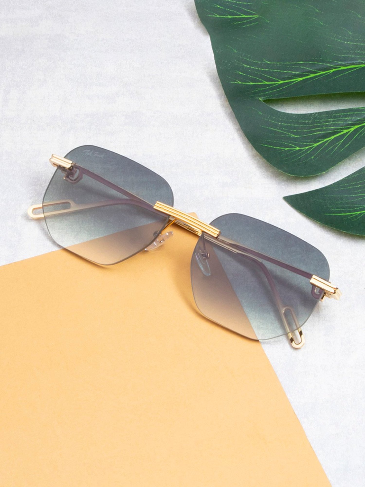 Ted Smith Green Hexagon UV Protection Unisex Sunglasses