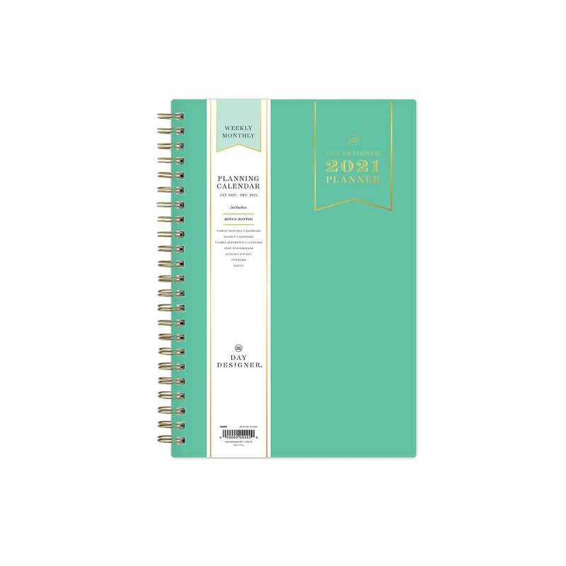 2021 Planner 5" x 8" Plastic Weekly/Monthly Wirebound Jade - Day Designer