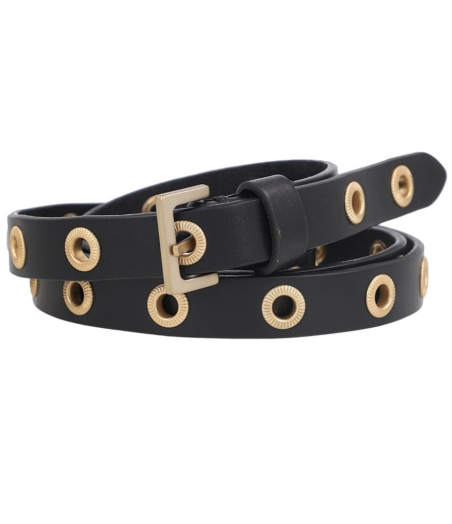 AllSaints .7#double; Textured Eyelet Flip Tie Belt