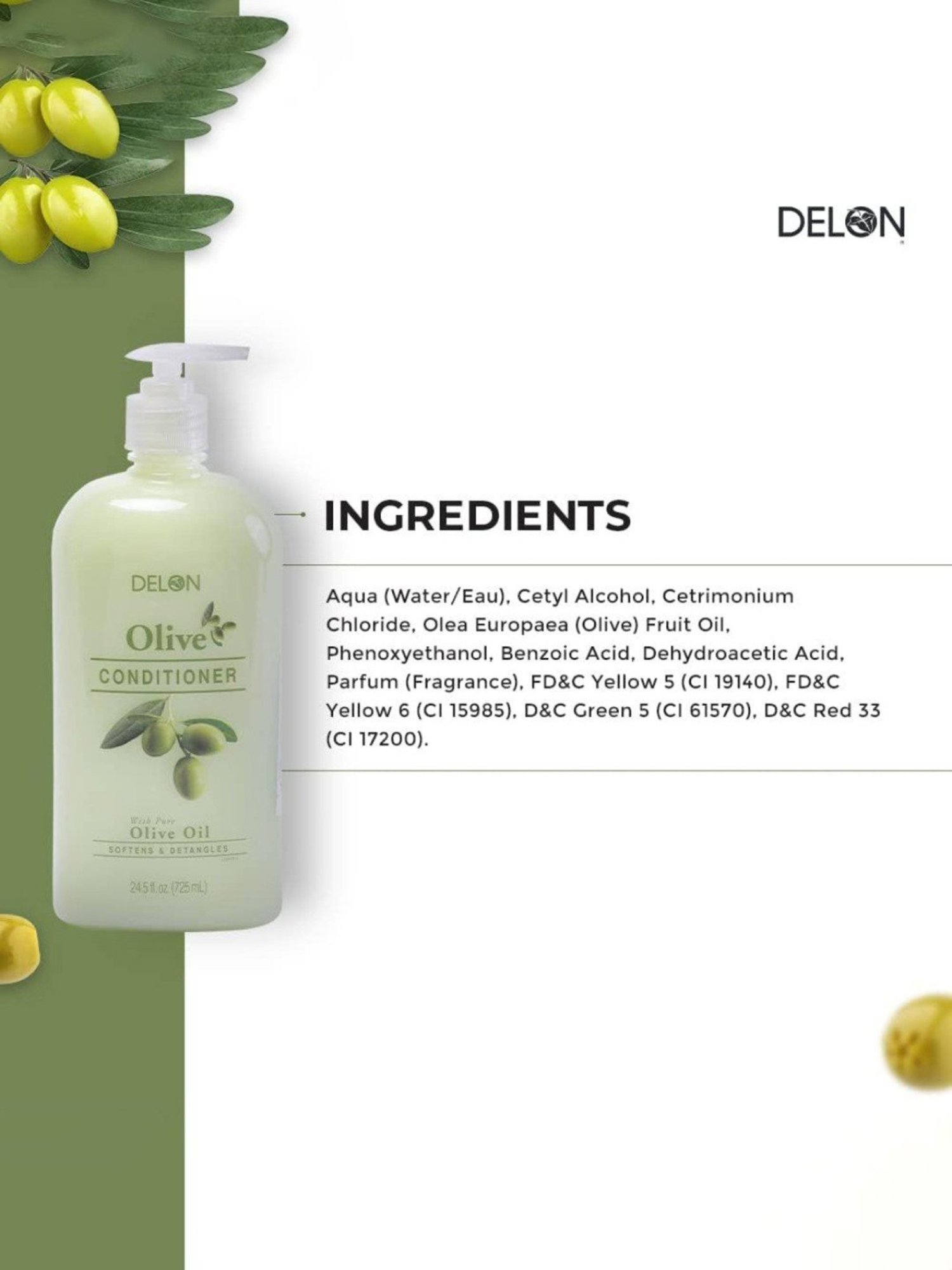 Delon Softens & Detangles Olive Oil Conditioner - 725 ml