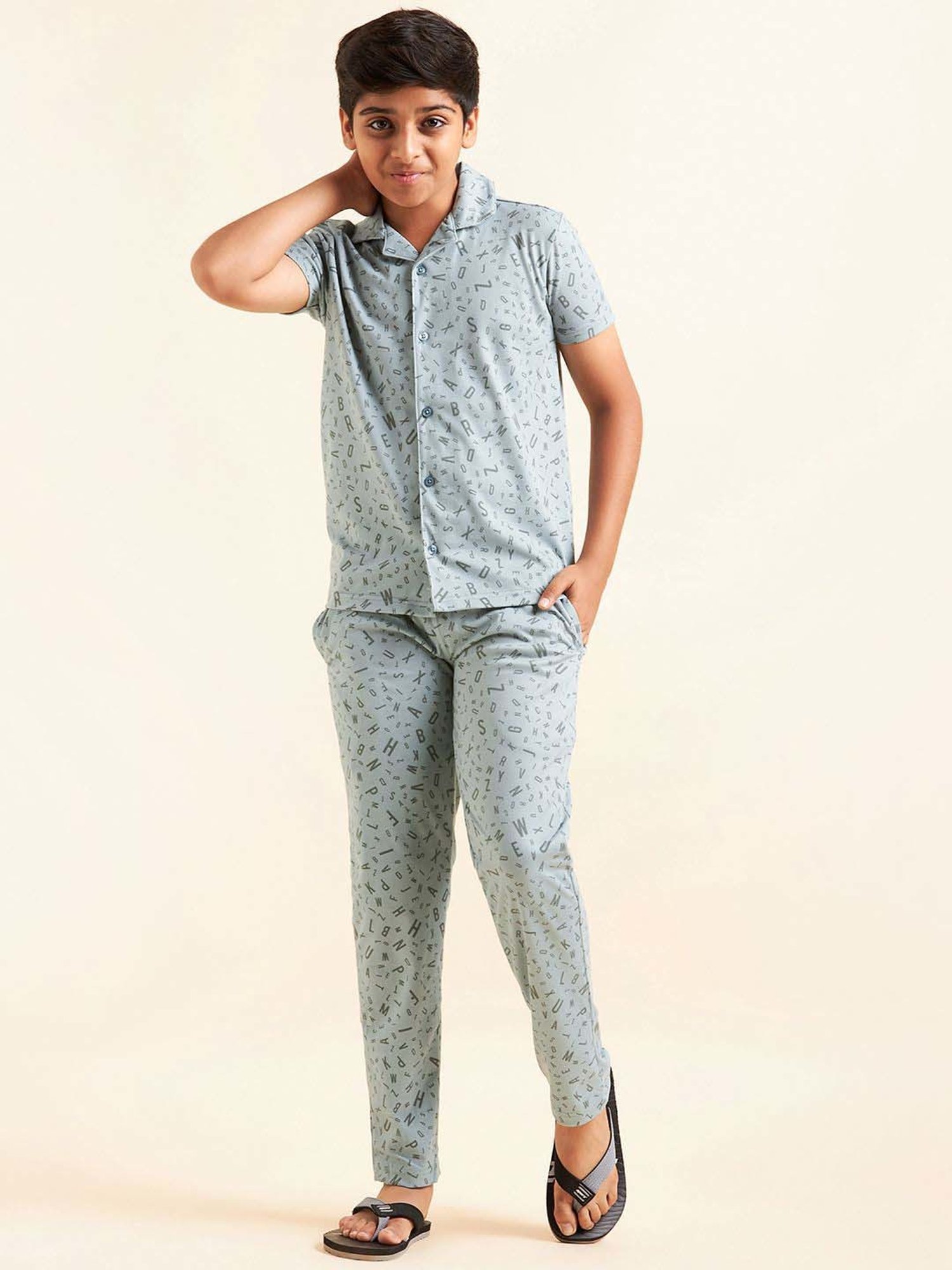 Sweet Dreams Kids Blue Cotton Printed Shirt Set