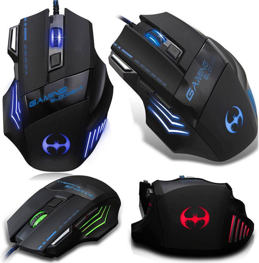 8D 3200DPI T80 Blood Bat Optical 7 Buttons Usb Wired Gaming Mouse LOL WOW CF FPS