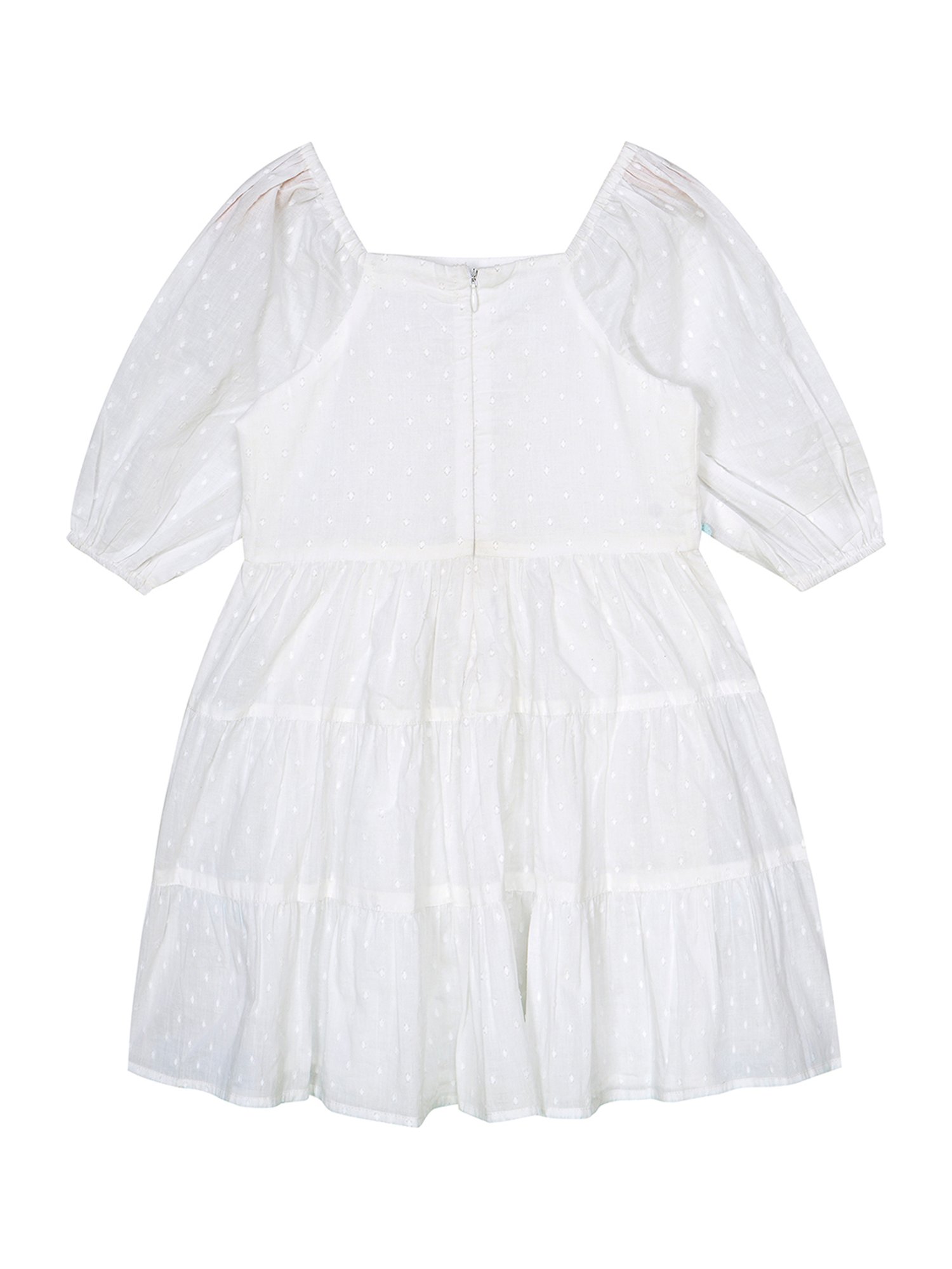 Budding Bees Kids White Embroidered Dress