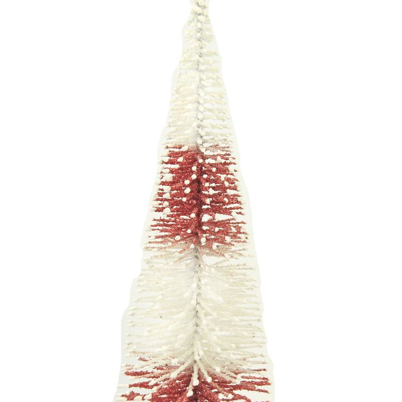 Christmas 14.0" Rd/Wh Bottle Brush Tree Sm Home Decor Glittered 2-Toned  -  Decorative Figurines