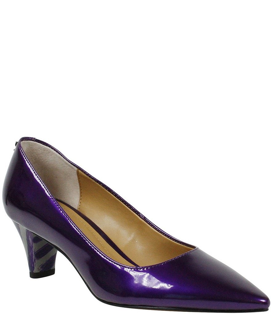 J. Renee Asilah Patent Kitten Heel Pumps