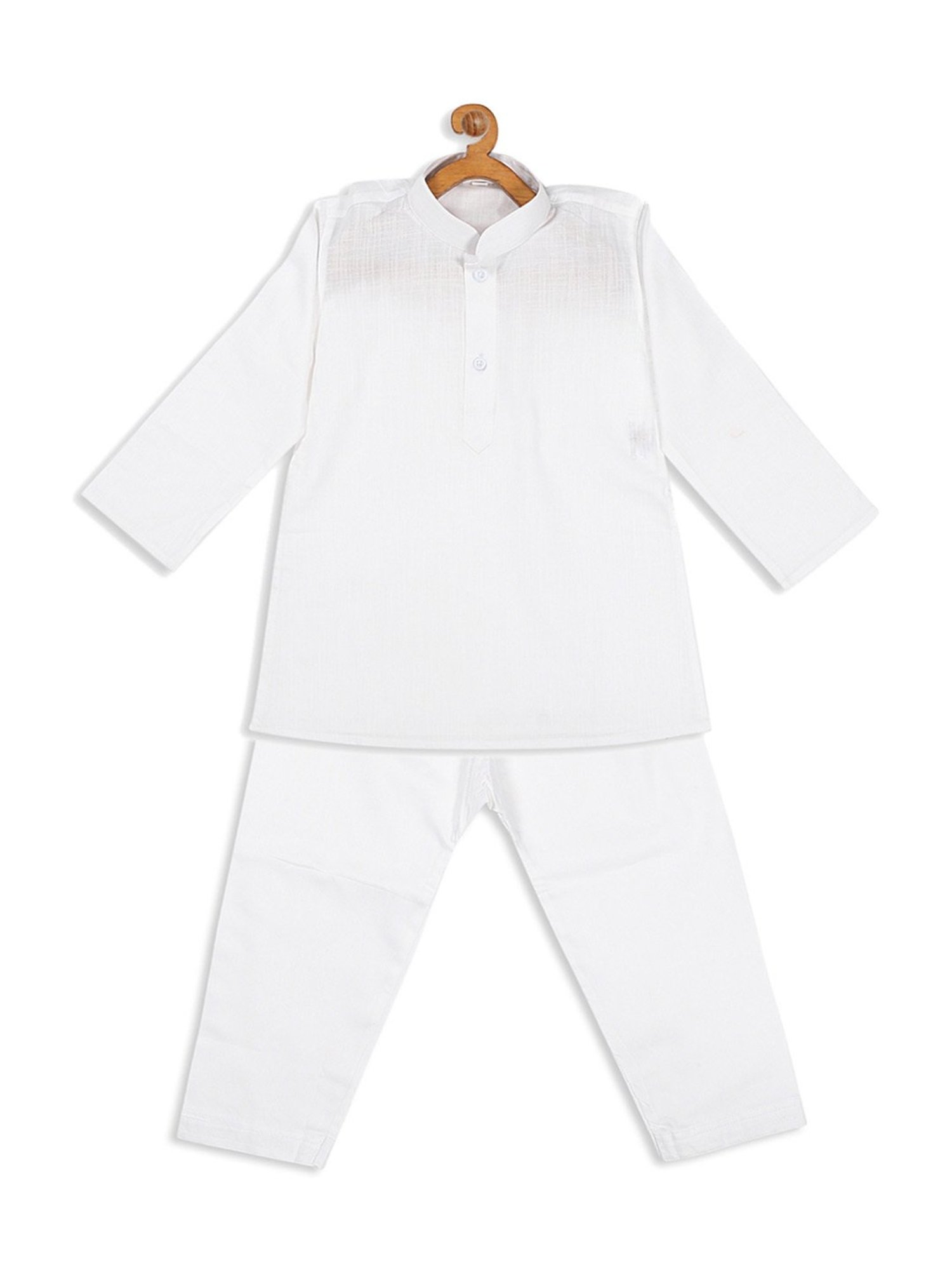 VASTRAMAY SISHU White Cotton Straight Fit Kurta Set