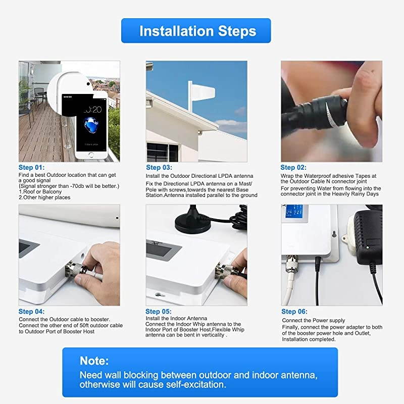 Signal Booster AT&T Cell Phone Signal Booster 4G LTE T-Mobile Cricket US Cellular Band12/17 Cell Signal Booster AT&T Cell Phone Booster Cell Extender Signal Amplifier Boost Voice+Data for Home