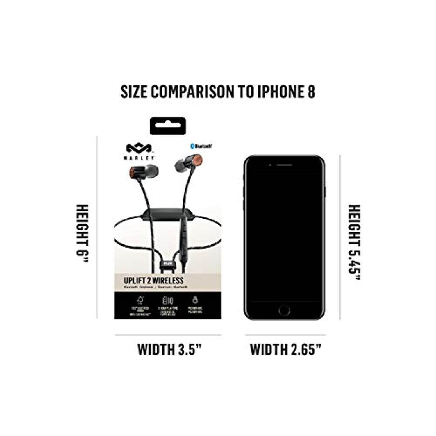 House of Marley Uplift 2 Wireless Headphones with Microphone, Black (EM-JE103-SB)