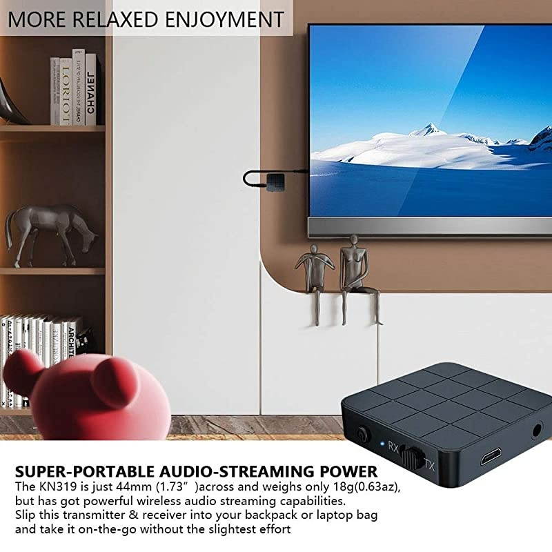 Transmitter Receiver TV Computer Speaker Car Adapter 35mm Bluetooth 50 2in1 for Home Sound SystemTVPCTablet Headphone General Black Large