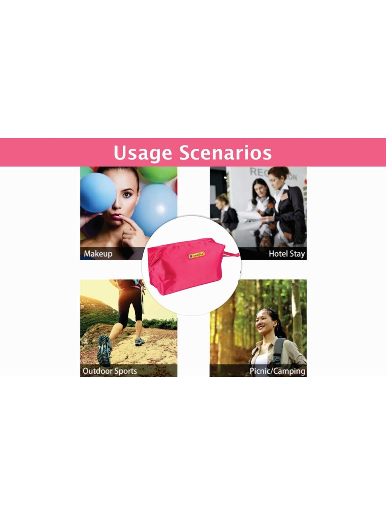 Travel Blue Pink Solid Pouch