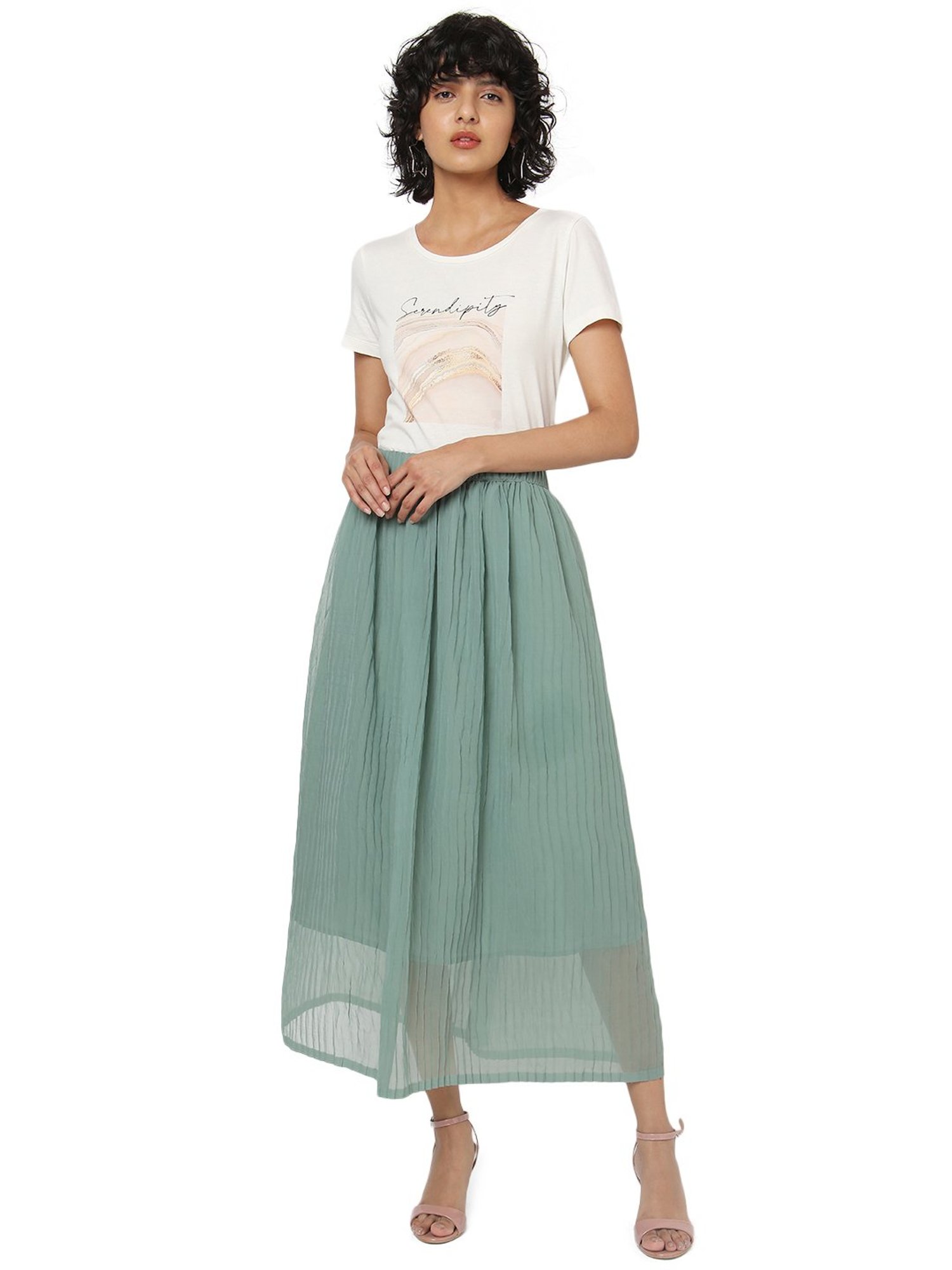 Smarty Pants Sage Green Midi Skirt