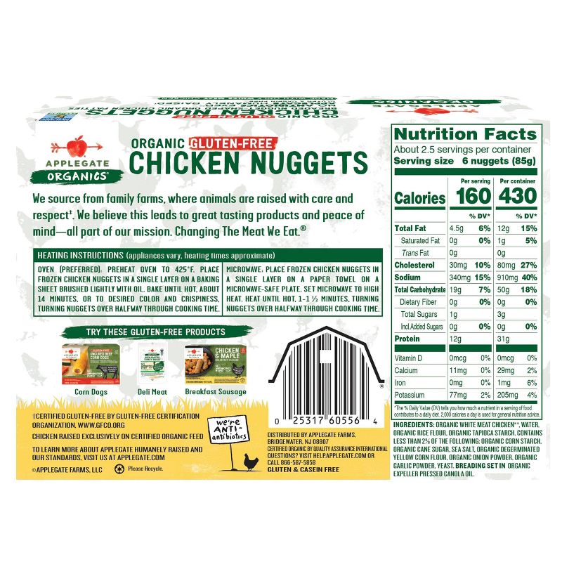 Applegate Organics Organic Gluten Free Chicken Nuggets - Frozen - 8oz