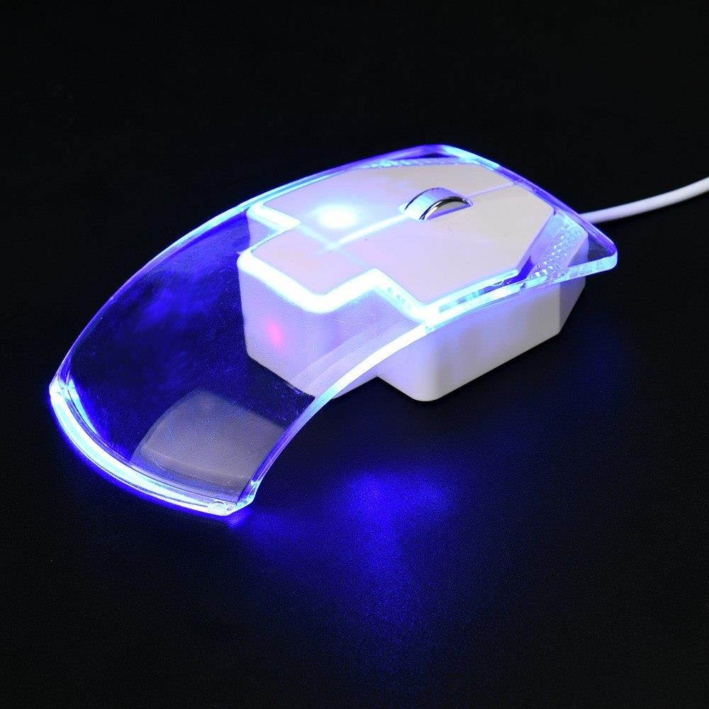 2018 Clear LED lamp USB Optical Wired Mouse Gamer 1600 DPI Gaming Mouse for PC Laptop Computer Raton Ordenador White