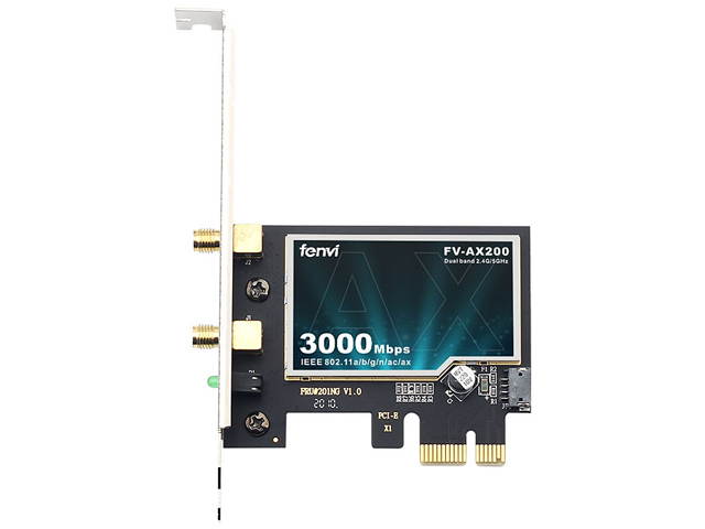 fenvi PCE-AX200T WiFi 6 PCIe Desktop Intel AX200 Wifi Card 3000Mbps Bluetooth 5.0 802.11ax/ac Adapter, Wireless PCI Express  2.4Ghz/5.0Ghz Dual Band MU-MIMO OFDMA Magnet Antenna for Windows 10 Linux