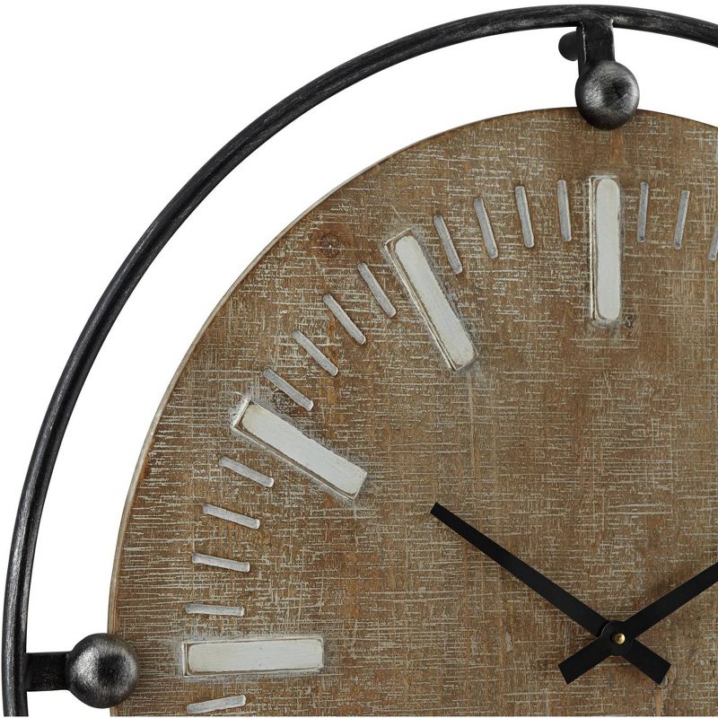River Parks Studio Delaney Matte Black and Brown 28 1/4" Round Wall Clock