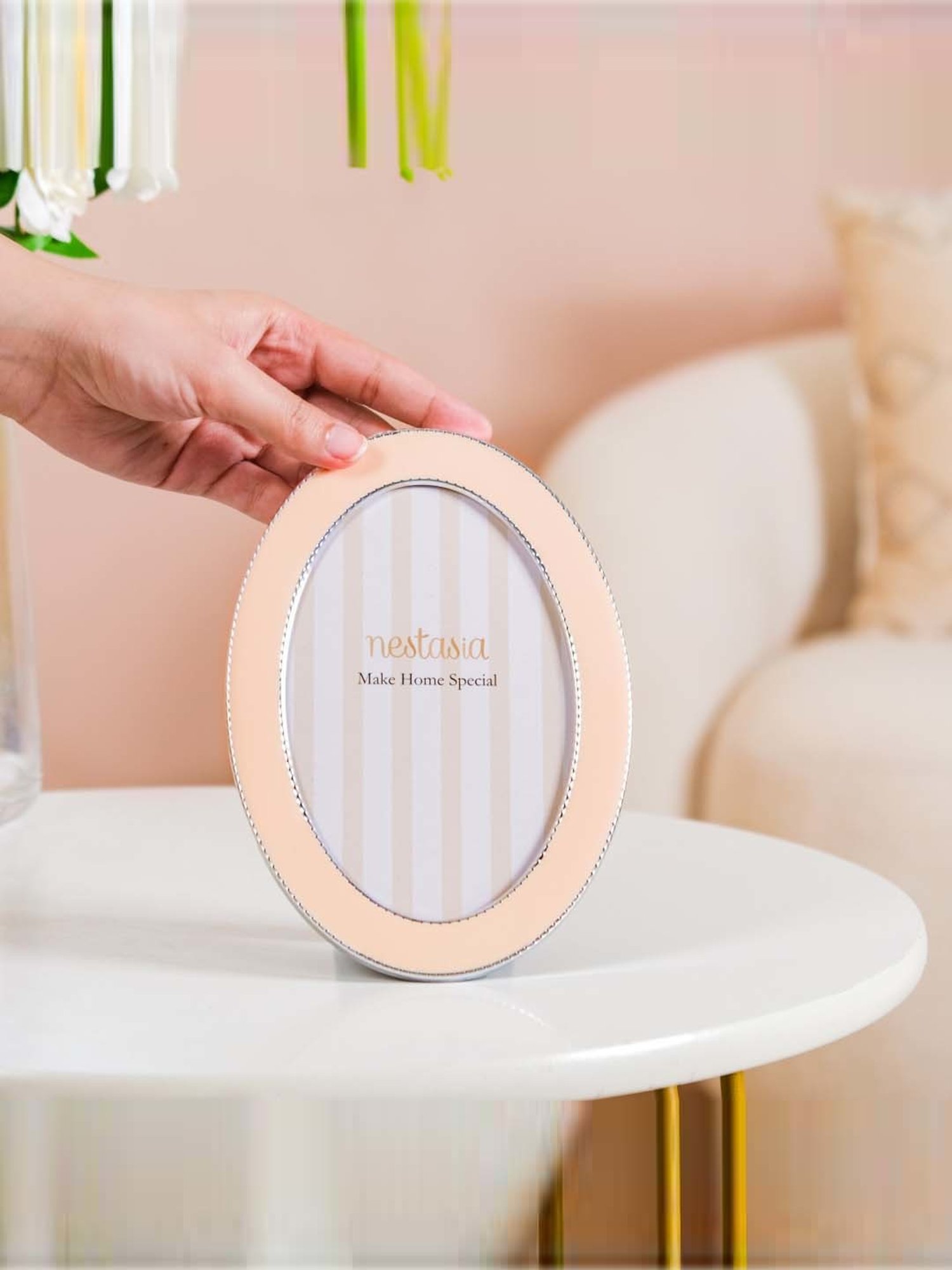 Nestasia Glossy Finish Peach Oval Photo Frame 7 Inches x 5 Inches