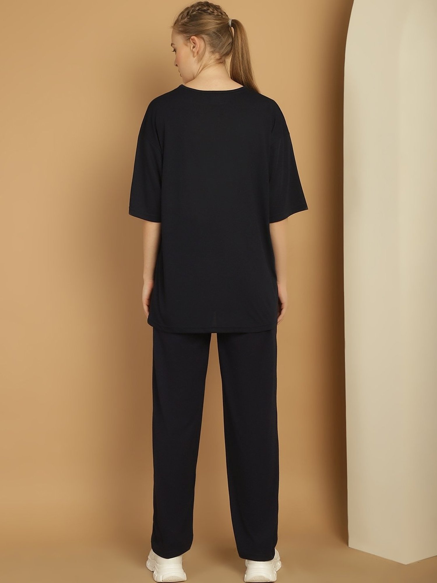 Vimal Jonney Black Cotton Printed T-Shirt & Track Pants Set