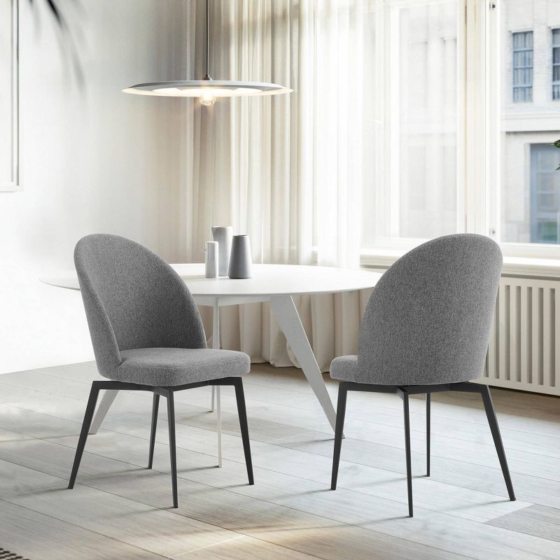 Set of 2 Sunny Swivel Fabric and Metal Dining Chairs Gray - Armen Living