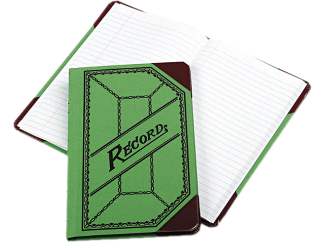 Boorum & Pease BOR667R Miniature Account Book, Green/Red Canvas Cover, 200 Pages, 9 1/2 x 6