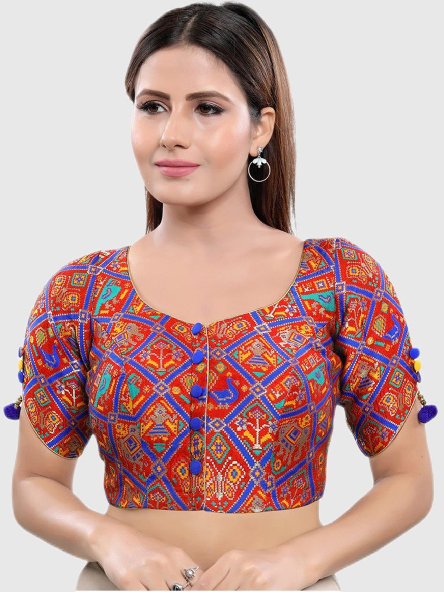 Salwar Studio Red Printed Blouse