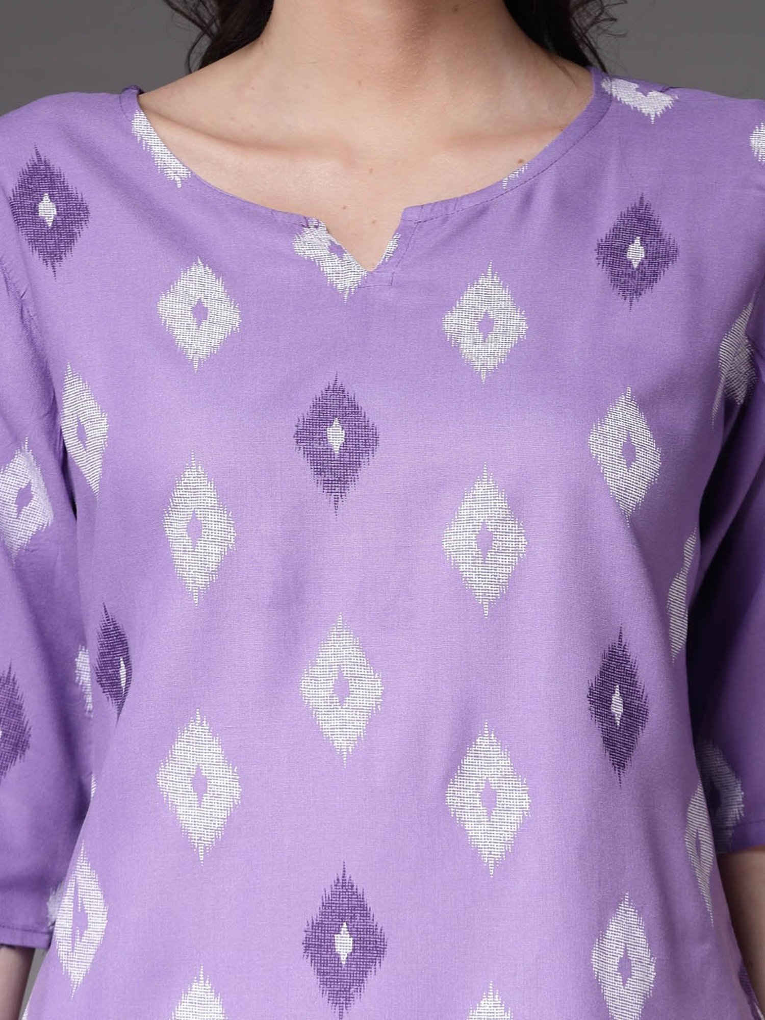 Stylum Purple Rayon Printed Top & Pant Set