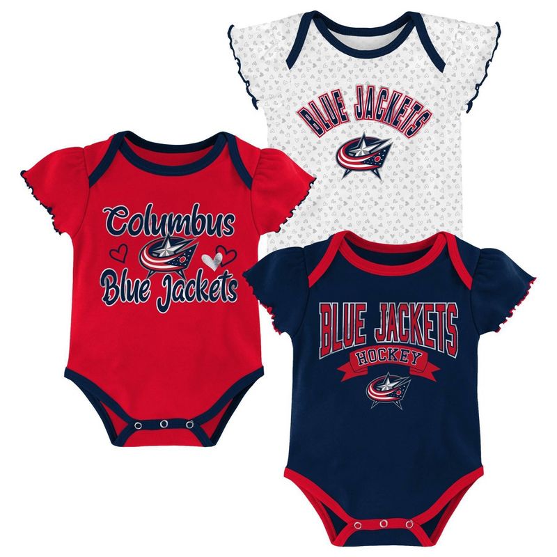 NHL Columbus Blue Jackets Girls' Winning Goal Bodysuit Set 3pk - 3-6M