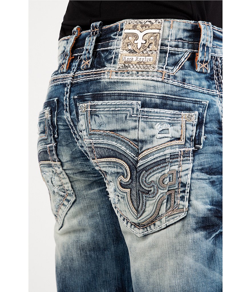 Rock Revival Clyde J201 Straight-Fit Acid-Wash Denim Jeans