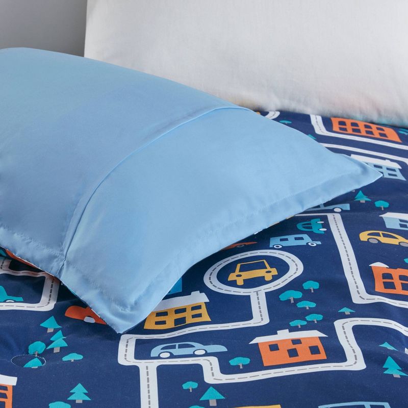 Full/Queen Ryan Traveling Cars Printed Comforter Set Navy