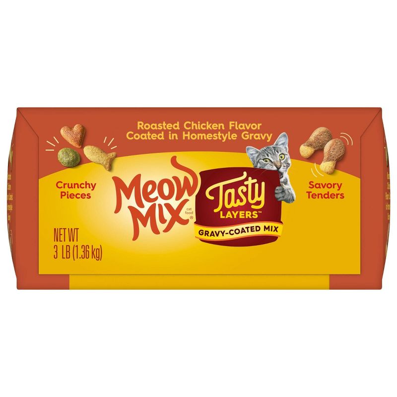 Meow Mix Tasty Layers Roasted Chicken Flavor and Homestyle Gravy Dry Cat Food - 3lbs